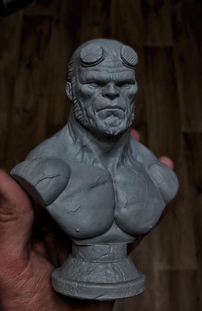 Bust of Hellboy - My, Hellboy, Sculpture, Creation, Casting, Moulding, The photo
