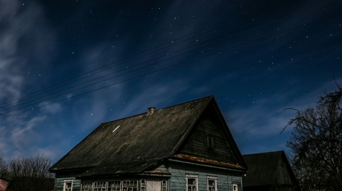 Морозная ночь в деревне - Моё, Звездное небо, Деревня, Ночь, Фотография