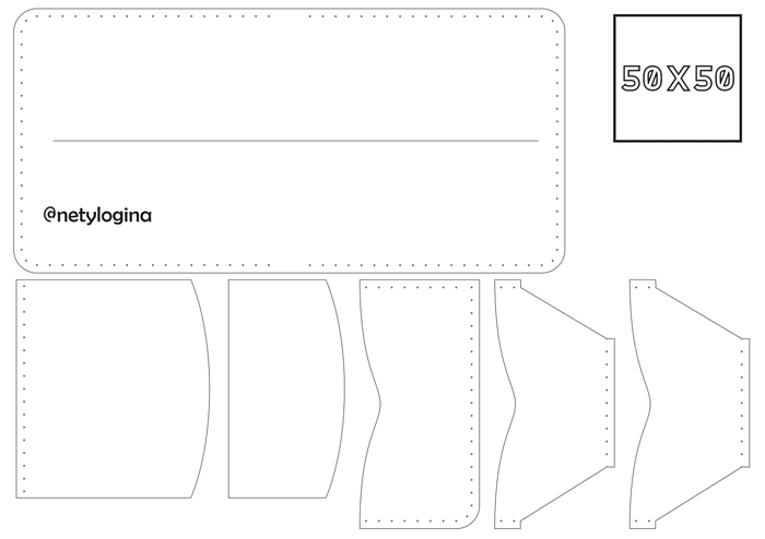 Портмоне 5 карт + мелочь кожа, Шаблон, портмоне, выкройка, длиннопост