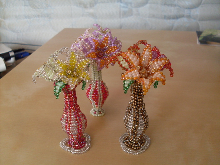 Vase with flowers made of beads. - My, Beading, Flowers, , Souvenirs, Presents, Scheme, Longpost