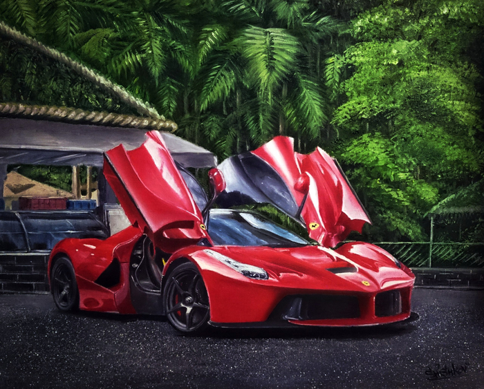 Oil painting FERRARI LAFERRARI Холст 50*60 Процесс писания шёл около месяца - Моё, Ferrari, Laferrari, Картина, Масло, Авто