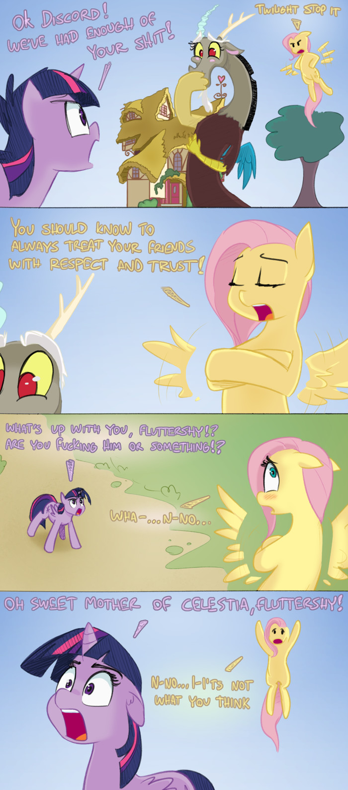 Поспешные выводы - My Little Pony, MLP Edge, Шиппинг, Twilight sparkle, Fluttershy, Discord, Длиннопост, Adequality