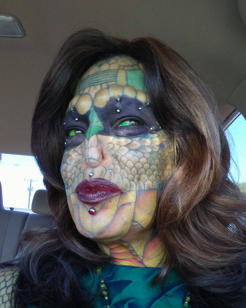 Woman spent a fortune to become a lizard - Female, Lizard, Tattoo, Argonians, Longpost, Women