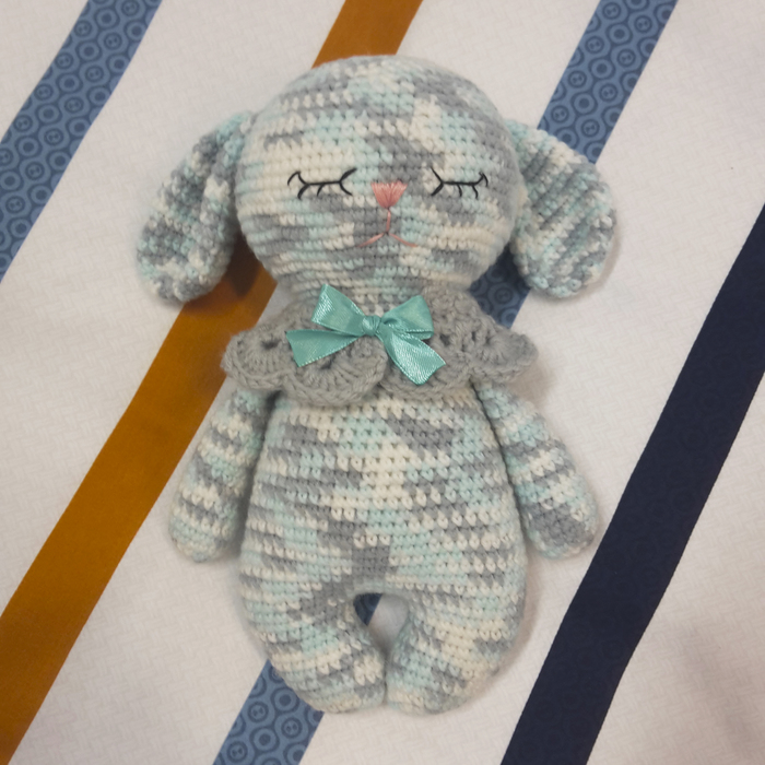 Knitted toy Bunny-Splyushka - My, Needlework without process, Crochet, , Longpost