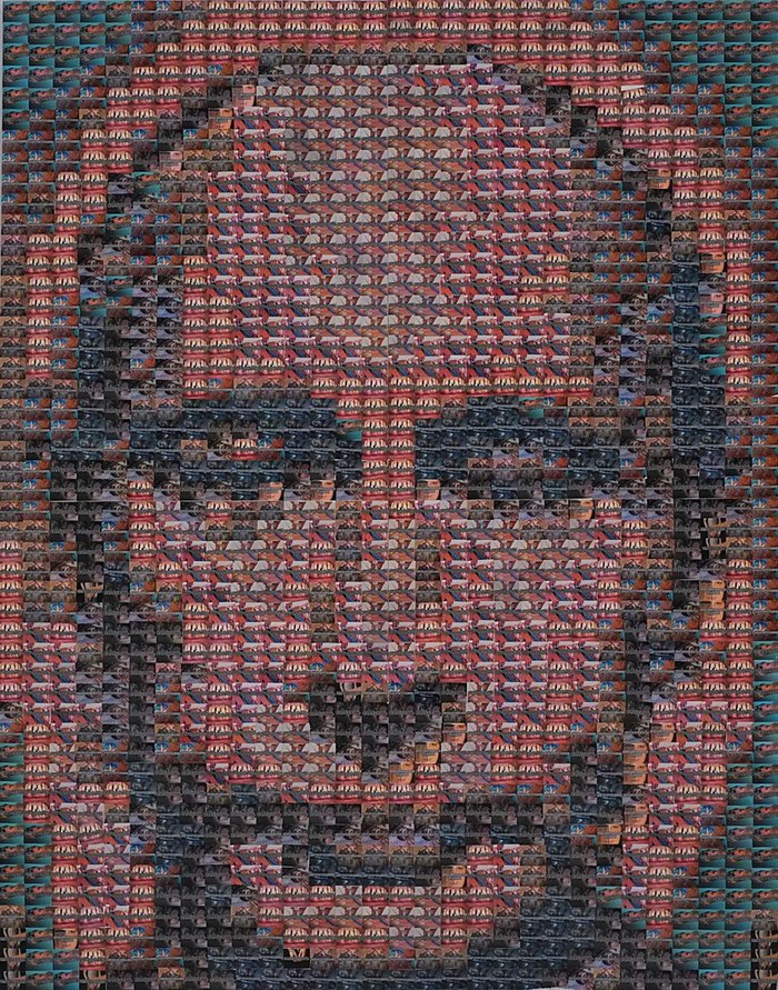 Portrait of Putin from packs of cigarettes - Vladimir Putin, The president, Smoking, Cigarettes, Painting, Portrait, Politics