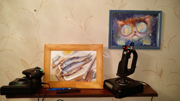 Do you want fish? - My, My, Space, cat, Painting, Composition