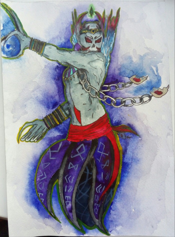 Lich - Dota2 - My, Watercolor, Drawing, Dota 2, Game art