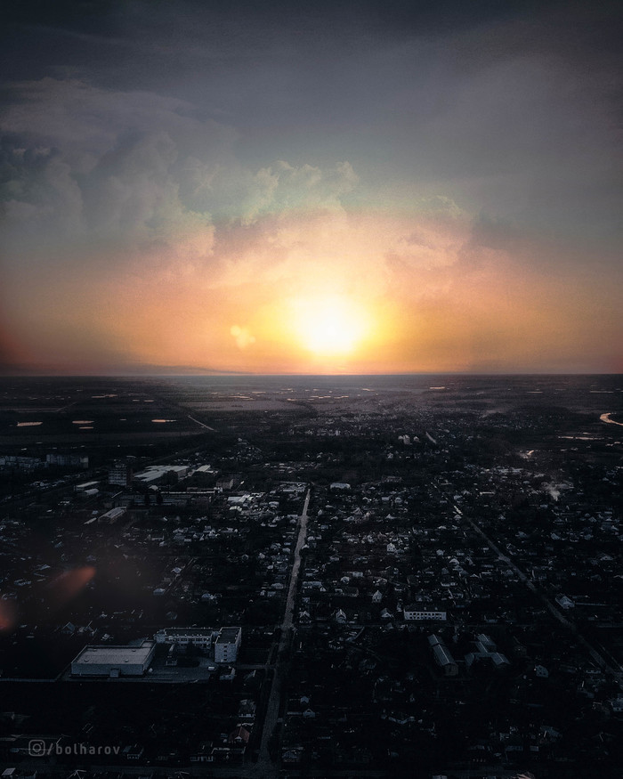 Sunset - My, Pryluky, Quadcopter, The photo, Sunset, Sky, Town