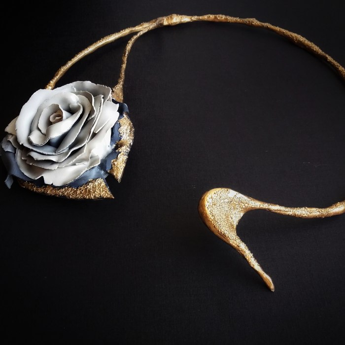 Nobody is unique ;-) - My, Kirill Lasher, Necklace, Handmade, Polymer clay, Baroque, the Rose, Needlework, Needlework without process, Longpost