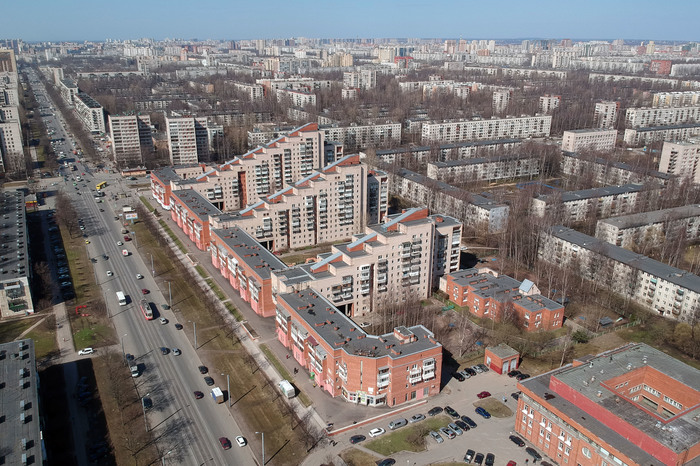 Strannodom, Nauki Avenue 44 - My, Aerial photography, Saint Petersburg, Photosphere, , Панорама, DJI Spark