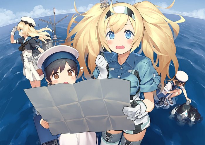    Yomiuriland Kantai Collection, Gambier Bay, Jervis, Daitou, Hiburi, , Anime Art