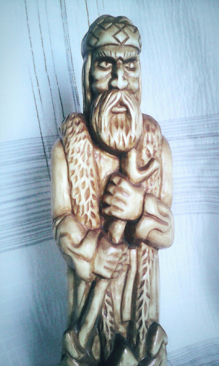 Slavic god - VELES, carved from wood, height 25cm. - My, Wood carving, Creation, Ancient gods, Thread, Rodnoverije, Veles, Slavic mythology, Longpost