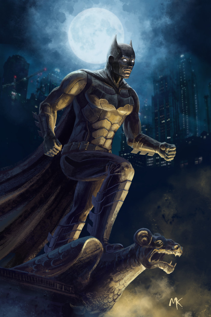 Night city light - My, Digital drawing, Batman, Drawing, Wacom, Tablet, Superheroes