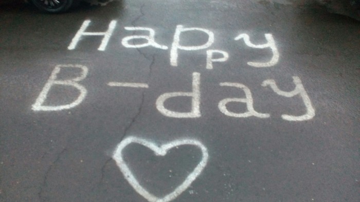 Good working day - My, Happy birthday, Congratulation, Funny lettering, The inscription on the asphalt