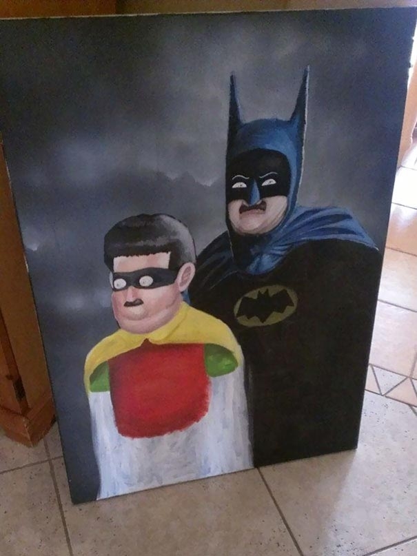 Batman and Robin have seen some shit - Batman and robin, Modern Art, Comics, Reality, I cried, Painting