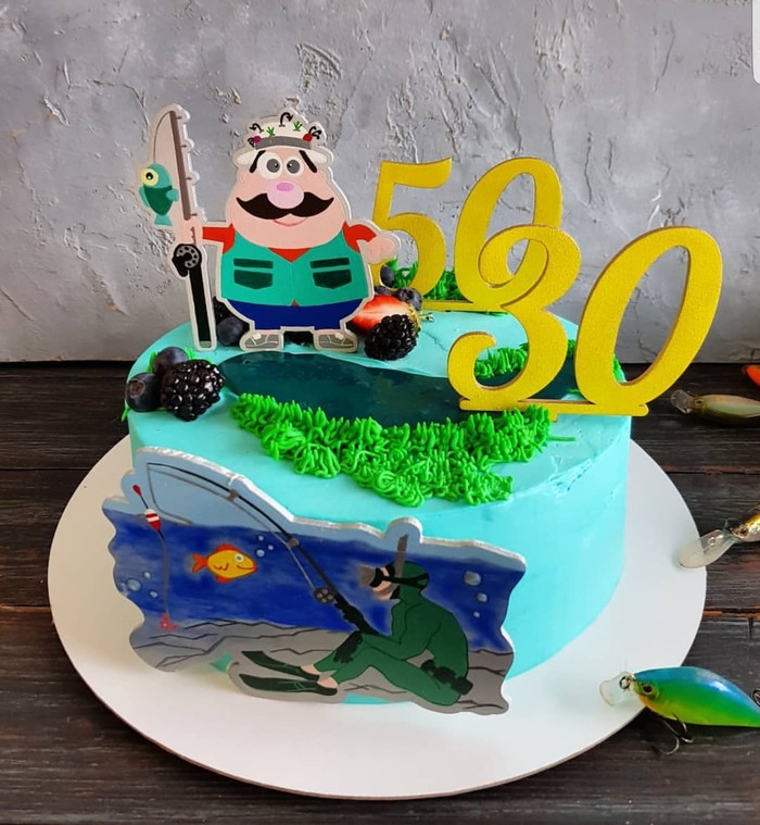 fisherman's cake - Cake, My, The photo, Confectioner, Wife