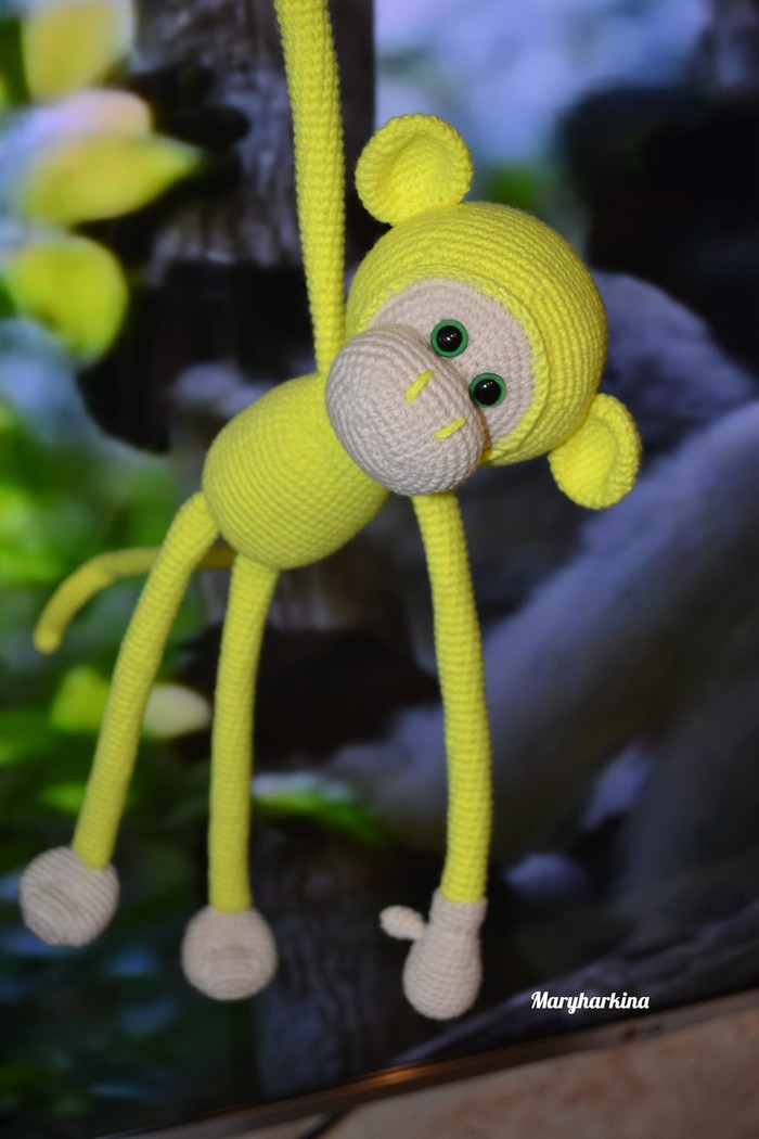 monkey chi chi chi - My, Monkey, Crochet, Needlework without process, Longpost