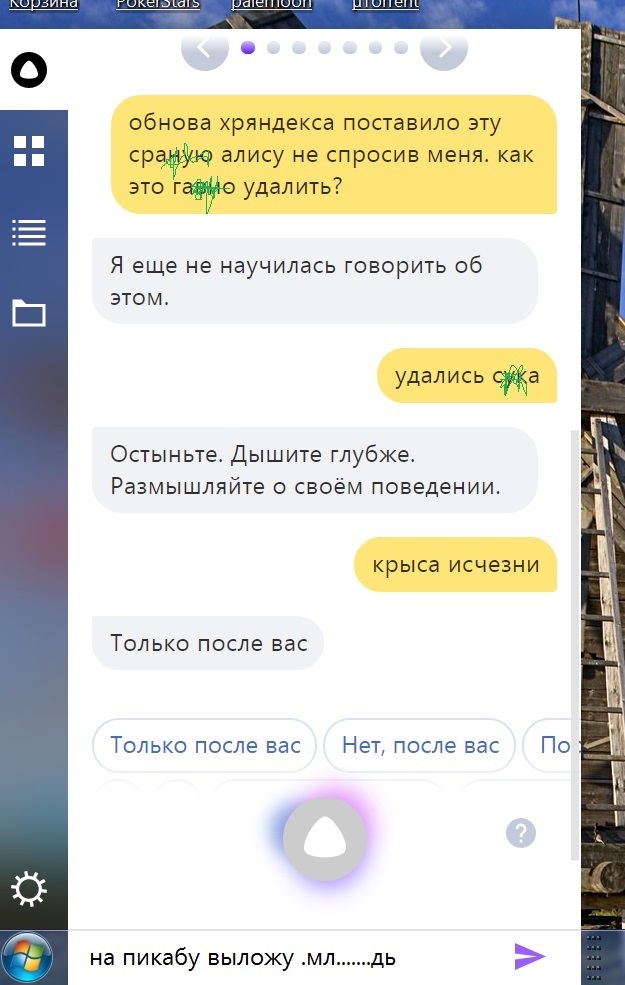 Climbed out - My, , Удаление, Yandex Alice