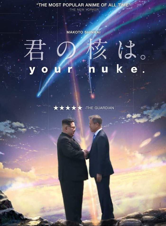 Your nuke. - Makoto Shinkai, Parody, Anime, North Korea, South Korea, Politics, Hardened, Kimi no na wa