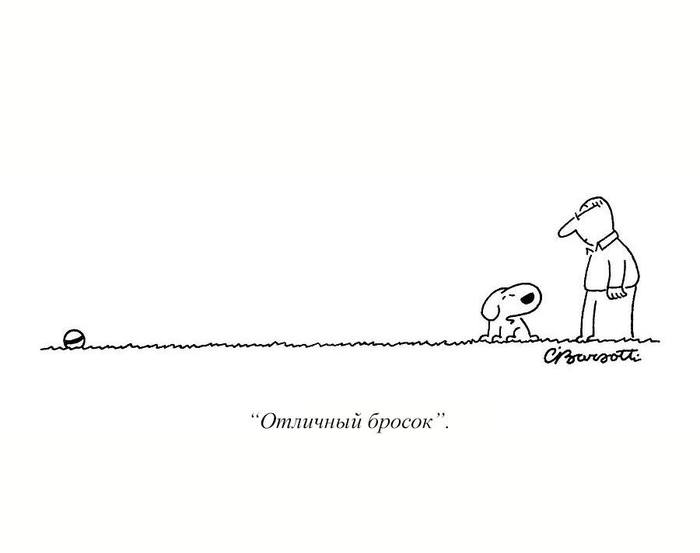 Run after him. - Dogs and people, Ball game, Comics, New Yorker Magazine, The new yorker