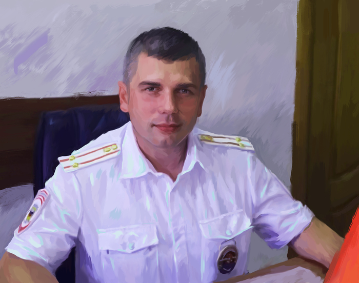 Portrait of a police officer - My, Painting, Art, Artist, Novosibirsk, Militia, Portrait, Men, Love, Longpost