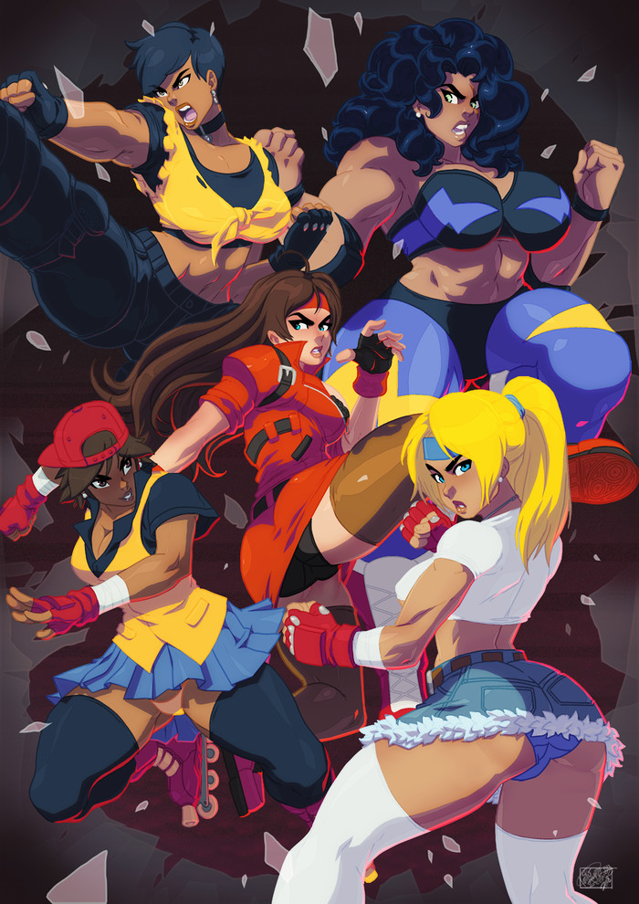 Streets of Rage - , Art, Strong girl, Rule 63, Streets of Rage, Bare Knuckle