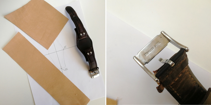 Watchband [with process/1st part] - My, Needlework with process, Natural leather, Leather craft, Strap, Clock, Wrist Watch, Longpost