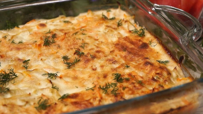 cabbage casserole - My, Casserole, , Recipe, Video recipe, Video, Food, Cooking