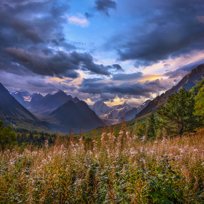 Sunset at Gara-auz-su - My, Chegem gorge, Sunset, Blooming Sally