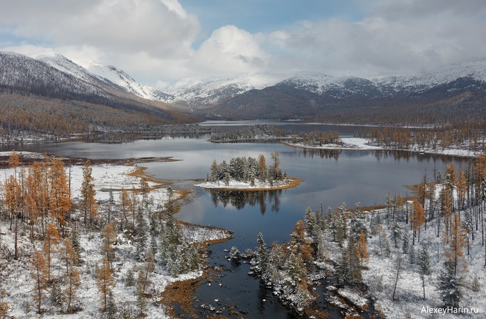 Island in the mountains - My, Mountain Altai, Island, Autumn, Winter, The mountains, River, The photo, Altai Republic