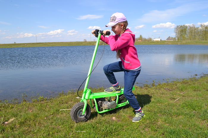 Homemade scooter for a child - My, Motorcycle scooter, Homemade, With your own hands, Video, Longpost