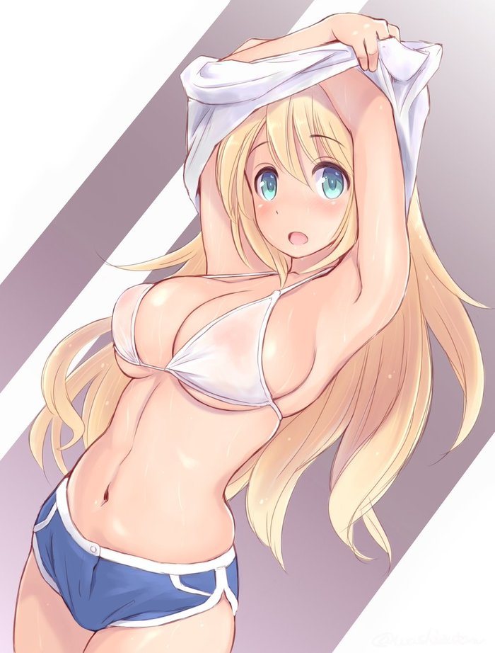 Pan paka pan - NSFW, Kantai collection, Anime art, Anime, Atago, Boobs, , Wa genryusui