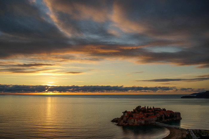 St Stephen's Island - My, Sunset, Montenegro, Sea, Photoshop, The photo, 