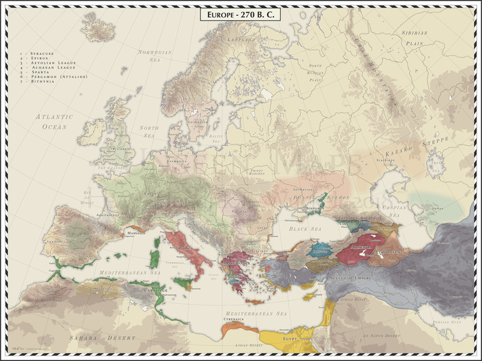 Карта Европы 270 год до н.э. - Карты, Европа