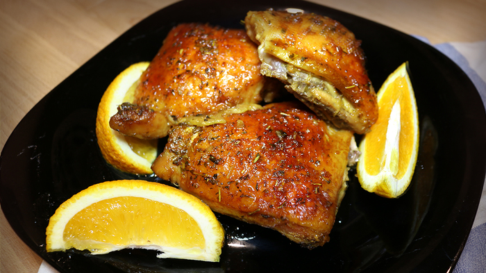 Chicken marinated in orange marinade - My, Food, Recipe, Hen, , Video, Longpost