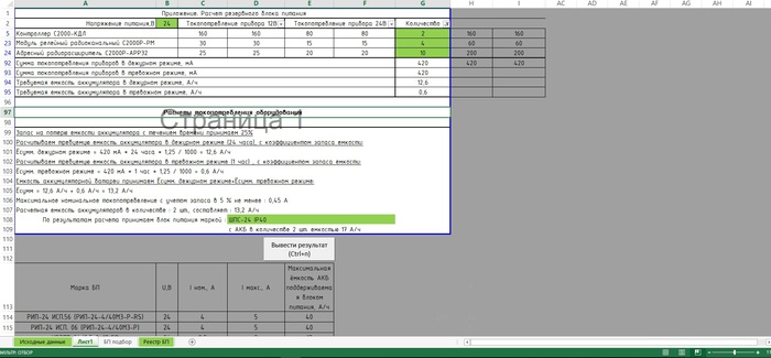 Calculation of power supply for low power - My, Microsoft Excel, Ops, Design, Power Supply, Acs, Work, Longpost