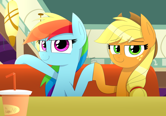 That was totally lame, bro! Rainbow Dash, Applejack, Ponyart, MLP Season 6, My Little Pony