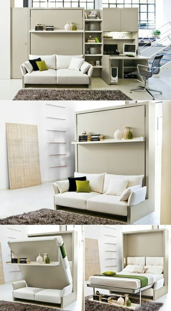 Folding bed in a small apartment - Pinterest, Interior, Furniture, , Longpost