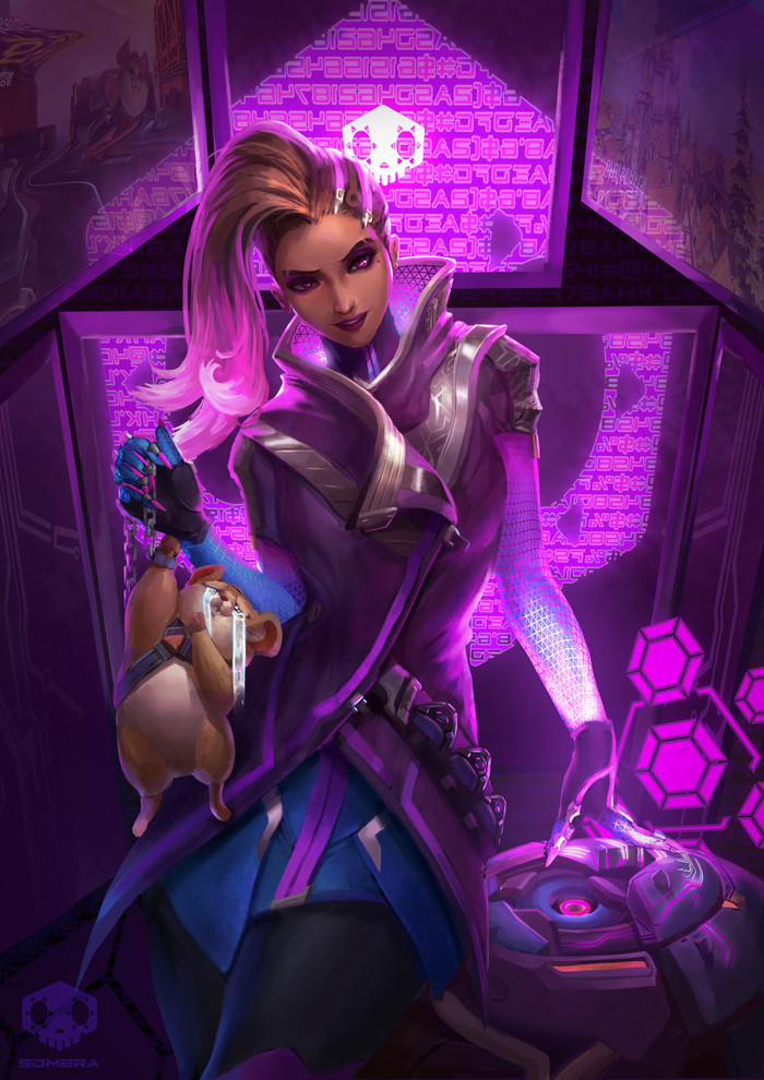 Not everyone loves a hamster. - Overwatch, Art, Sombra, Wrecking ball