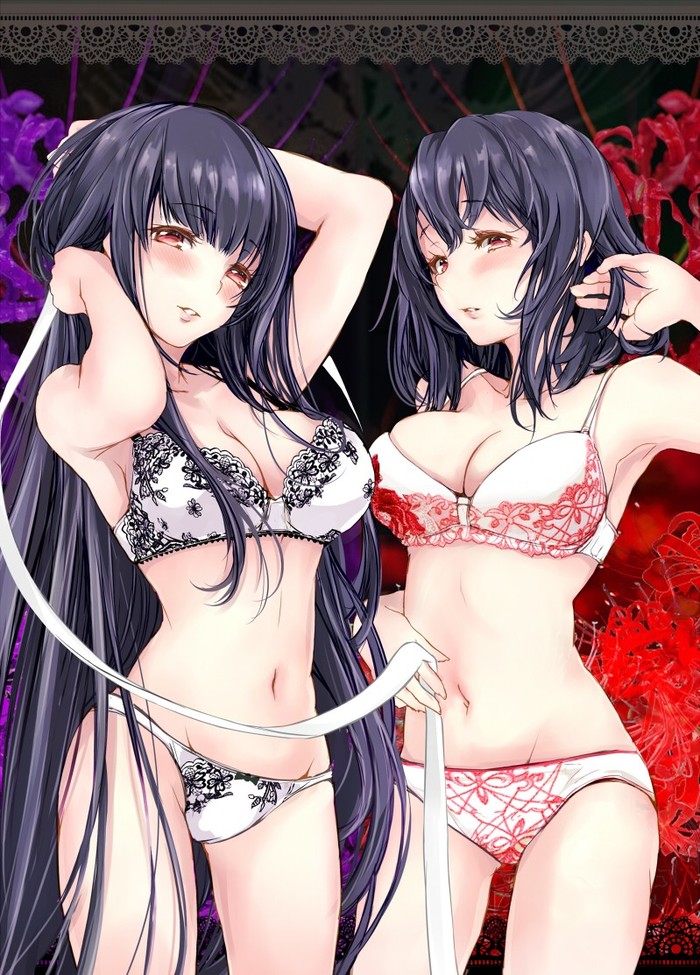 Fusou & Yamashiro - NSFW, Kantai collection, Fusou, Yamashiro, Underwear, Etty, Anime art, Anime