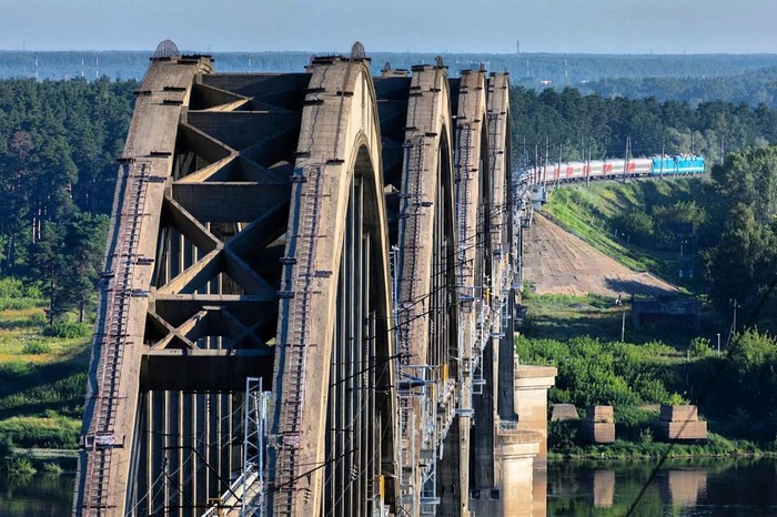 Самый впечатляющий мост над Окой - Нижний Новгород, Мост, Поезд, Ока, Река