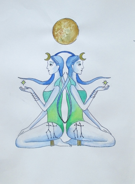 Zodiac signs - My, Zodiac signs, Sketch, Longpost, Drawing, Watercolor, Illustrations