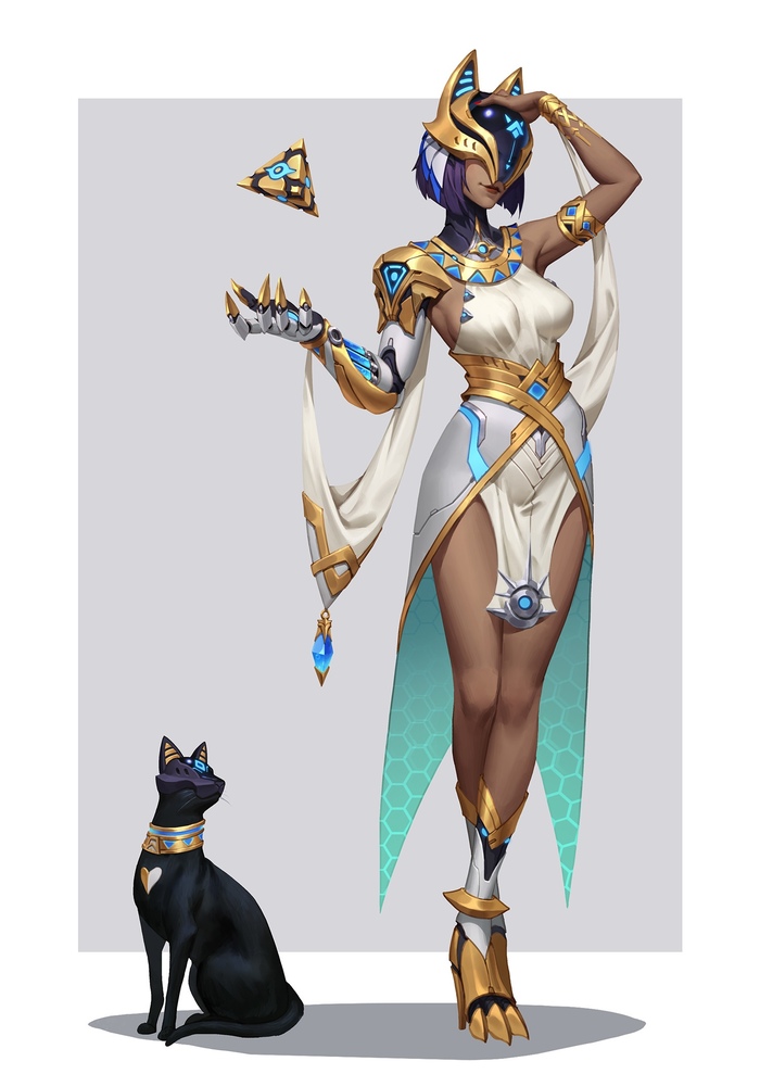 Симметра в египетском стиле - Арт, Jun Luo, Overwatch, Symmetra