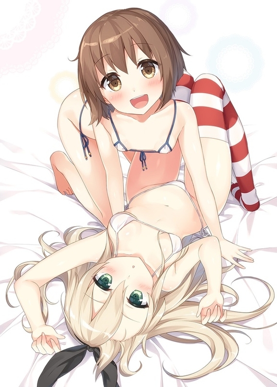 Yukikaze & Shimakaze - NSFW, Kantai Collection, Yukikaze, Shimakaze, Купальник, Этти, Anime Art, Аниме