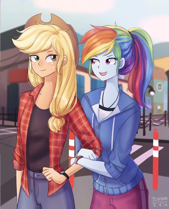  My Little Pony, Equestria Girls, Applejack, Rainbow Dash, MLP Lesbian, , Looknamtcn