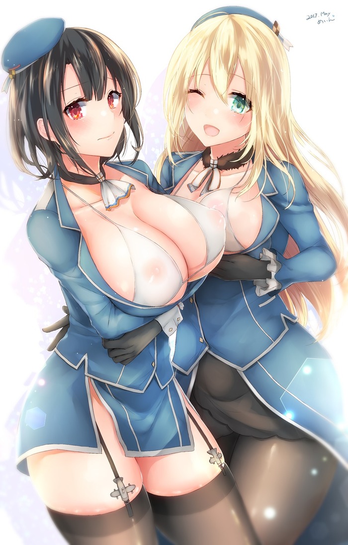 Takao & atago - NSFW, Kantai collection, Takao, Atago, Boobs, , Etty, Anime art, Anime