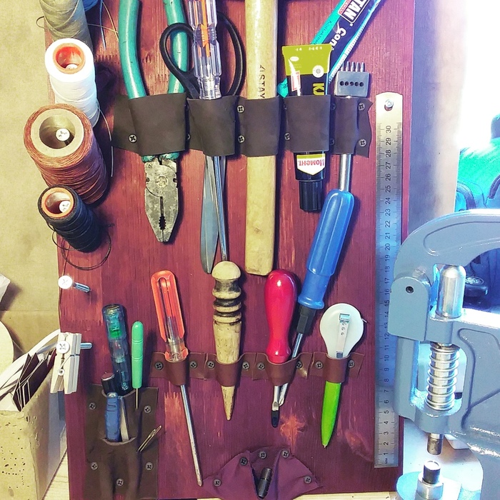 Stand for leatherworker's tools (for 315 rubles) do-it-yourself - My, Leather products, Leather, Leather craft, , Closet