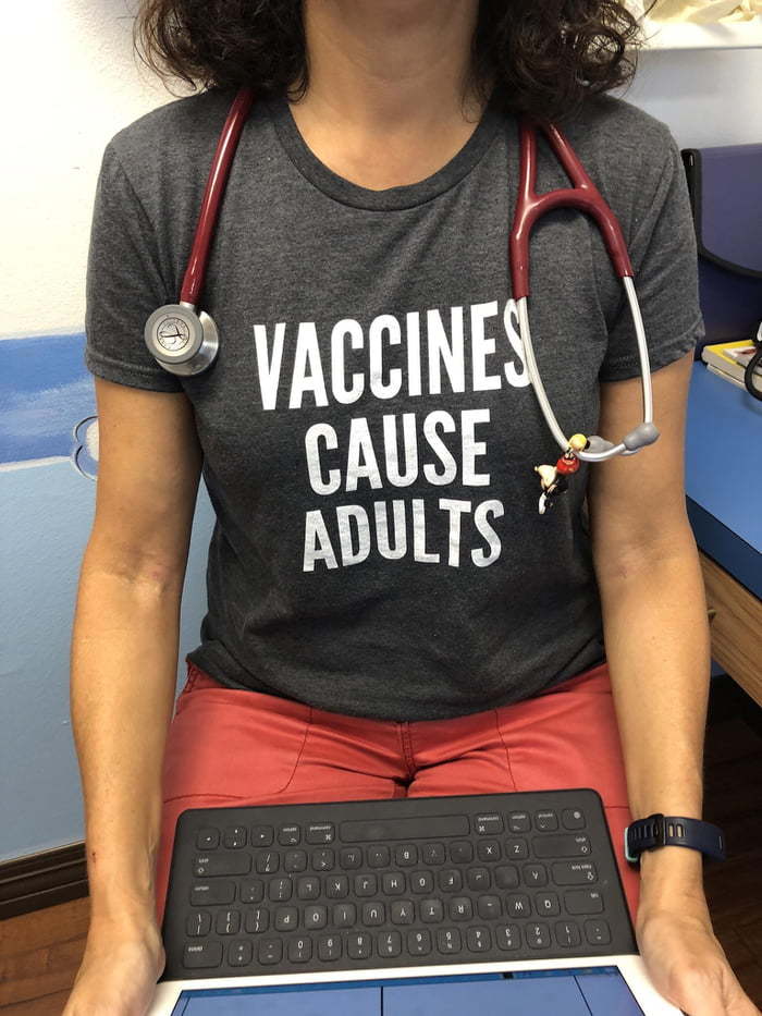 Vaccinations cause aging - Vaccination, 9GAG, Graft, Doctors, T-shirt, Inscription, The photo