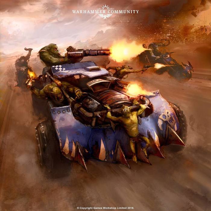 Epic art from Games Workshop. Warbuggies and warbikes. - Warhammer 40k, Wh Art, Games Workshop, Crazy Max, 