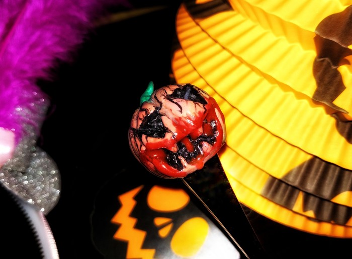 Ready for Halloween - My, Spoon decor, Polymer clay, Halloween, Лепка, A spoon